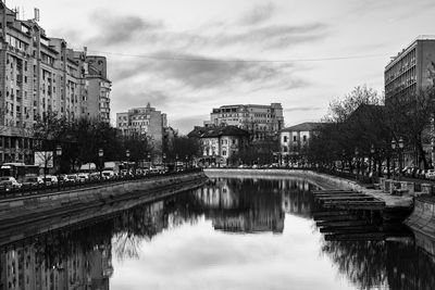 Reflection of buildings in water