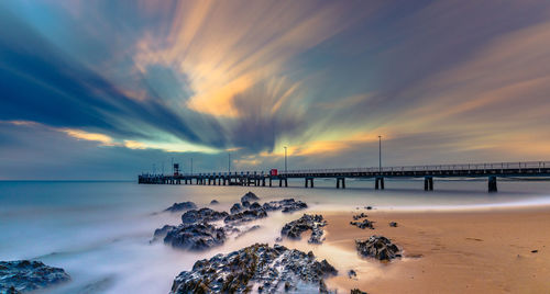 Scenic view of sea against sky at sunset