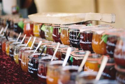 Preserves for sale at farmer market