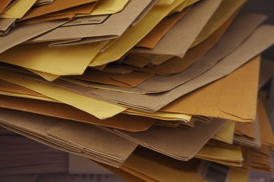 Close-up of stack of paper