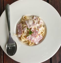 High angle view of meal served in plate