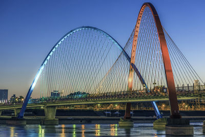 Low angle view of bridge over river against sky