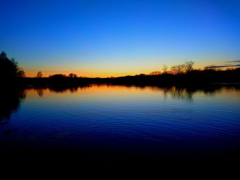 Scenic view of calm lake at sunset