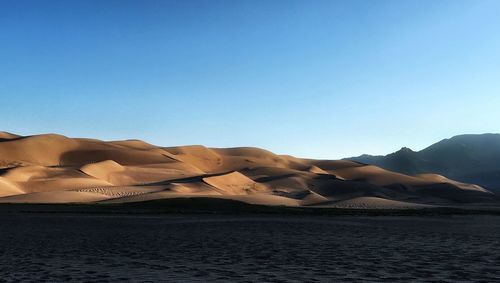 Scenic view of desert against clear sky