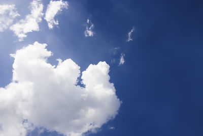 Low angle view of clouds in blue sky