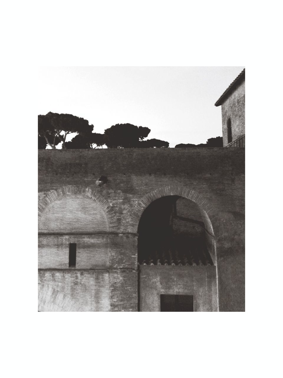 architecture, built structure, arch, transfer print, building exterior, old, history, old ruin, auto post production filter, abandoned, the past, obsolete, damaged, clear sky, deterioration, ruined, run-down, sky, ancient, stone wall