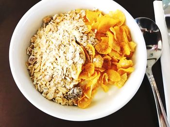 High angle view of breakfast served in bowl