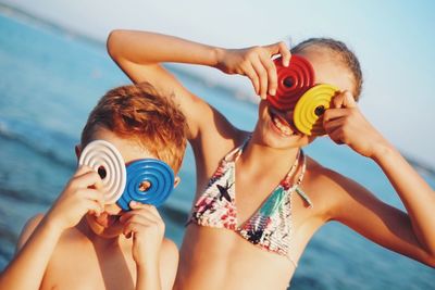 Two people in swimming pool