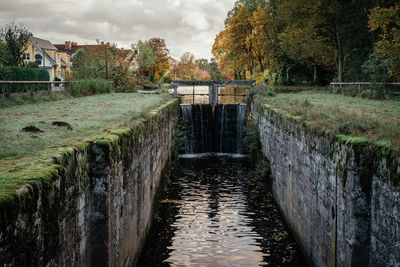 Scenic view of canal against sky