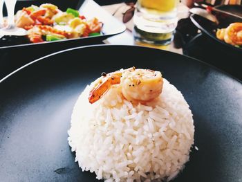 High angle view of food in plate