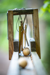 Close-up of lamp on table