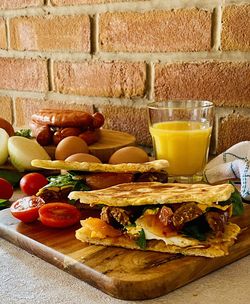 Close-up of breakfast served on table