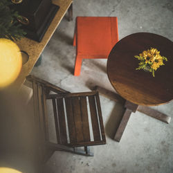 High angle view of orange on table