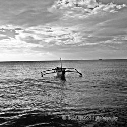 Boat sailing in sea