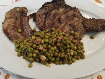 High angle view of meal served in plate