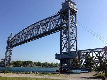 Suspension bridge against clear sky
