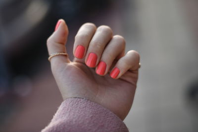 Close-up of woman hand with manicure 