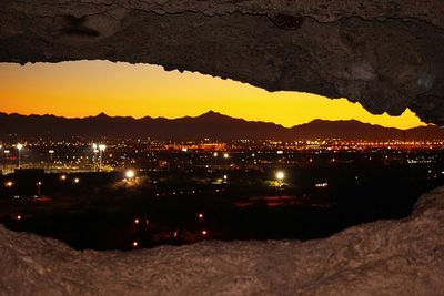 Illuminated cityscape at night