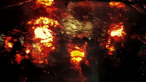 Full frame shot of bonfire at night