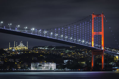 The bosphorus bridge at night in istanbul