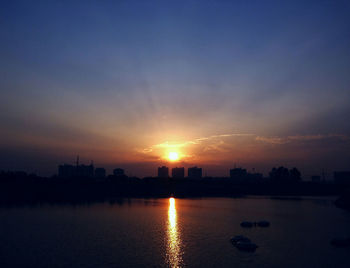 Scenic view of sunset over sea