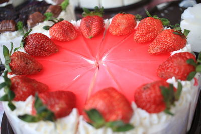 Close-up of strawberries in plate