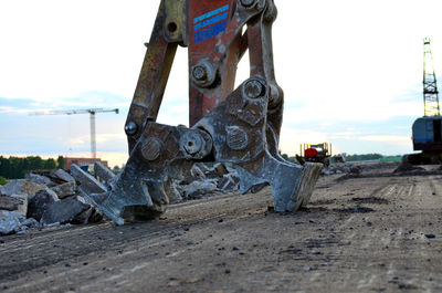 Low angle view of construction site against sky