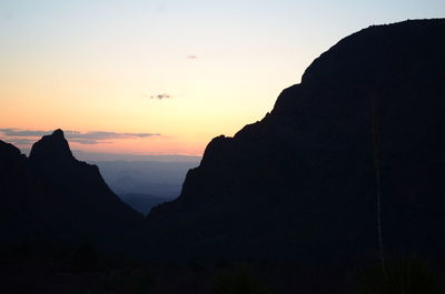 Silhouette of mountain at sunset