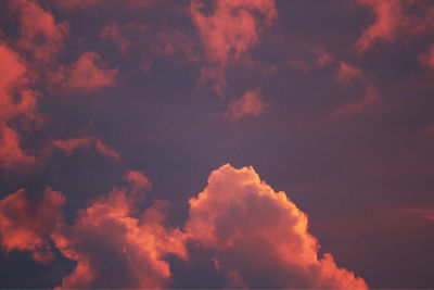 Low angle view of clouds in sky during sunset