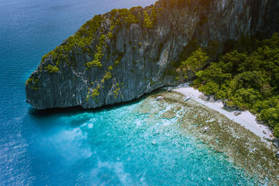 Rock formation in sea