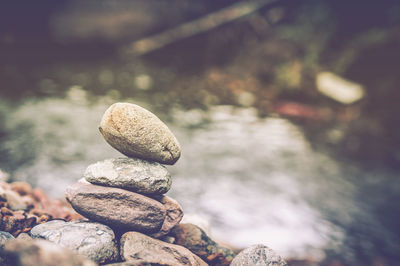 Stack of rocks by river