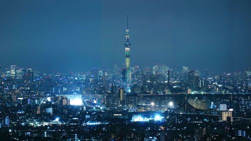 Illuminated cityscape at night