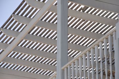 Low angle view of white wooden roof