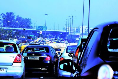 Road seen through car windshield