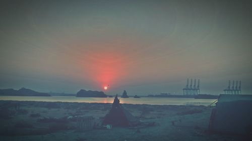 Scenic view of sea against sky during sunset