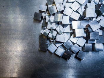 High angle view of toy blocks on table