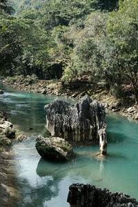 Scenic view of rocks in sea
