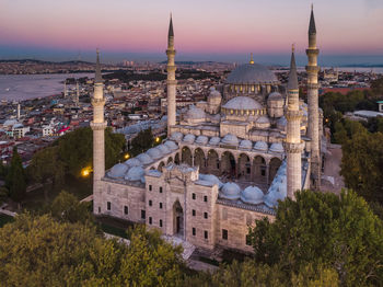 High angle view of buildings in city