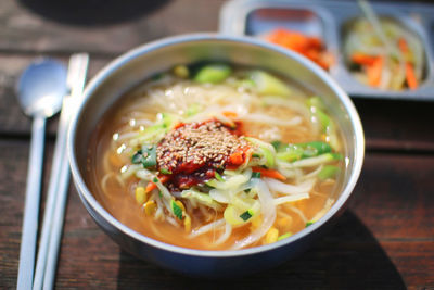 Close-up of food in bowl on table