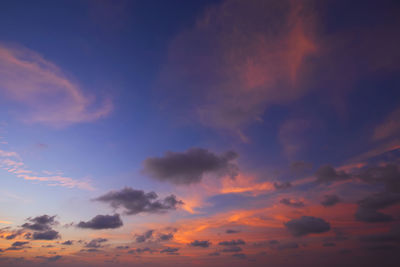 Low angle view of dramatic sky during sunset