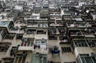 High angle view of buildings in city