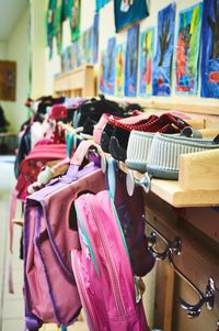 Close-up of clothes hanging on ground