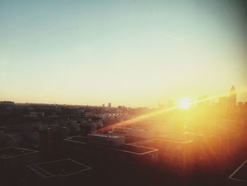 View of cityscape at sunset