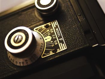 Close-up of machine on table