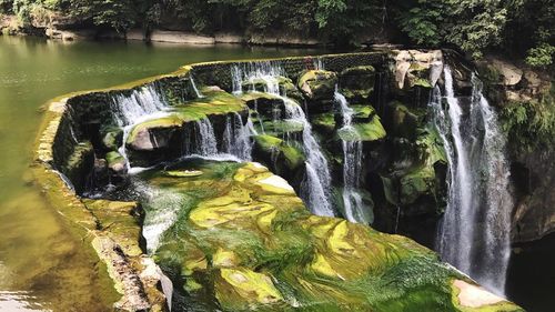 Scenic view of waterfall