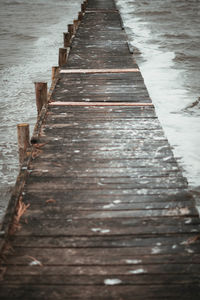 High angle view of pier over water