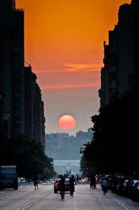 City street at sunset