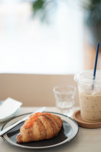 Close-up of breakfast served on table