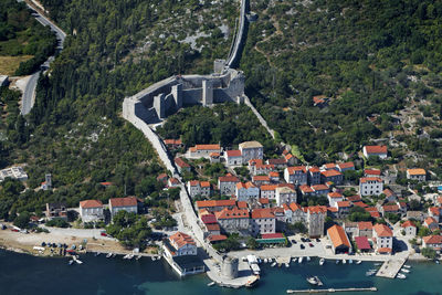 Medieval protective walls on the mali ston town on peljesac