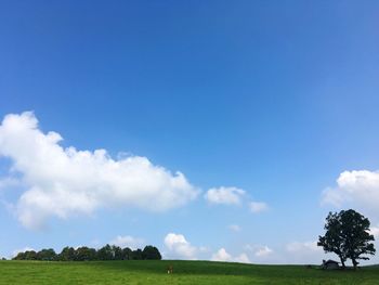 Scenic view of grassy field against cloudy sky